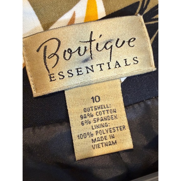 Boutique Essentials Yellow Black Abstract Leaf Print Button Up Jacket Size 10 - Picture 3 of 8